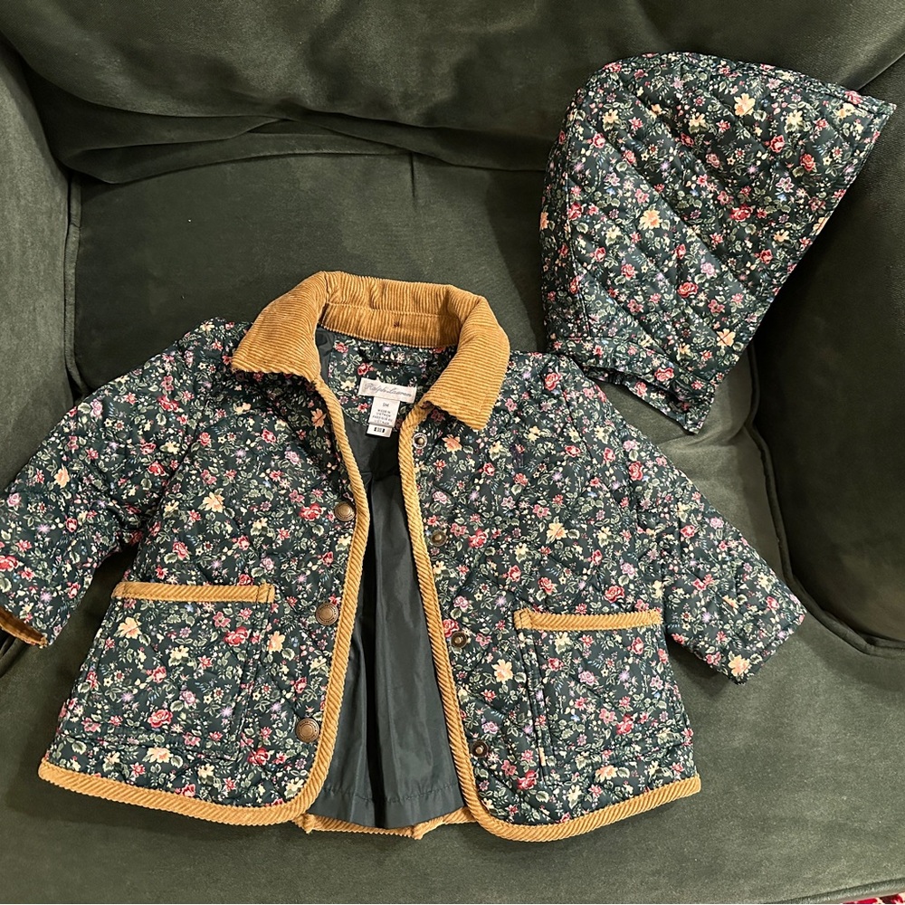 Ralph Lauren Floral Baby Girl Jacket - Forest Green Floral